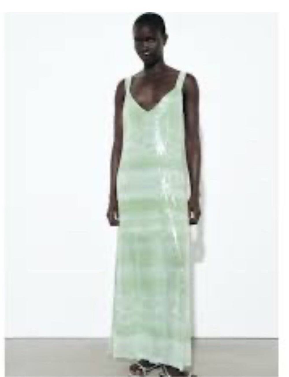 Zara Mermaid Sequin Tulle Long Dress Small